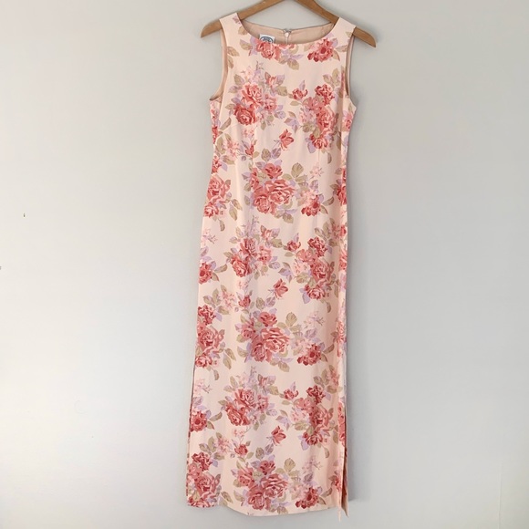 Laura Ashley | Dresses | Vtg Laura Ashley 0 Silk Floral Maxi Dress Pink ...